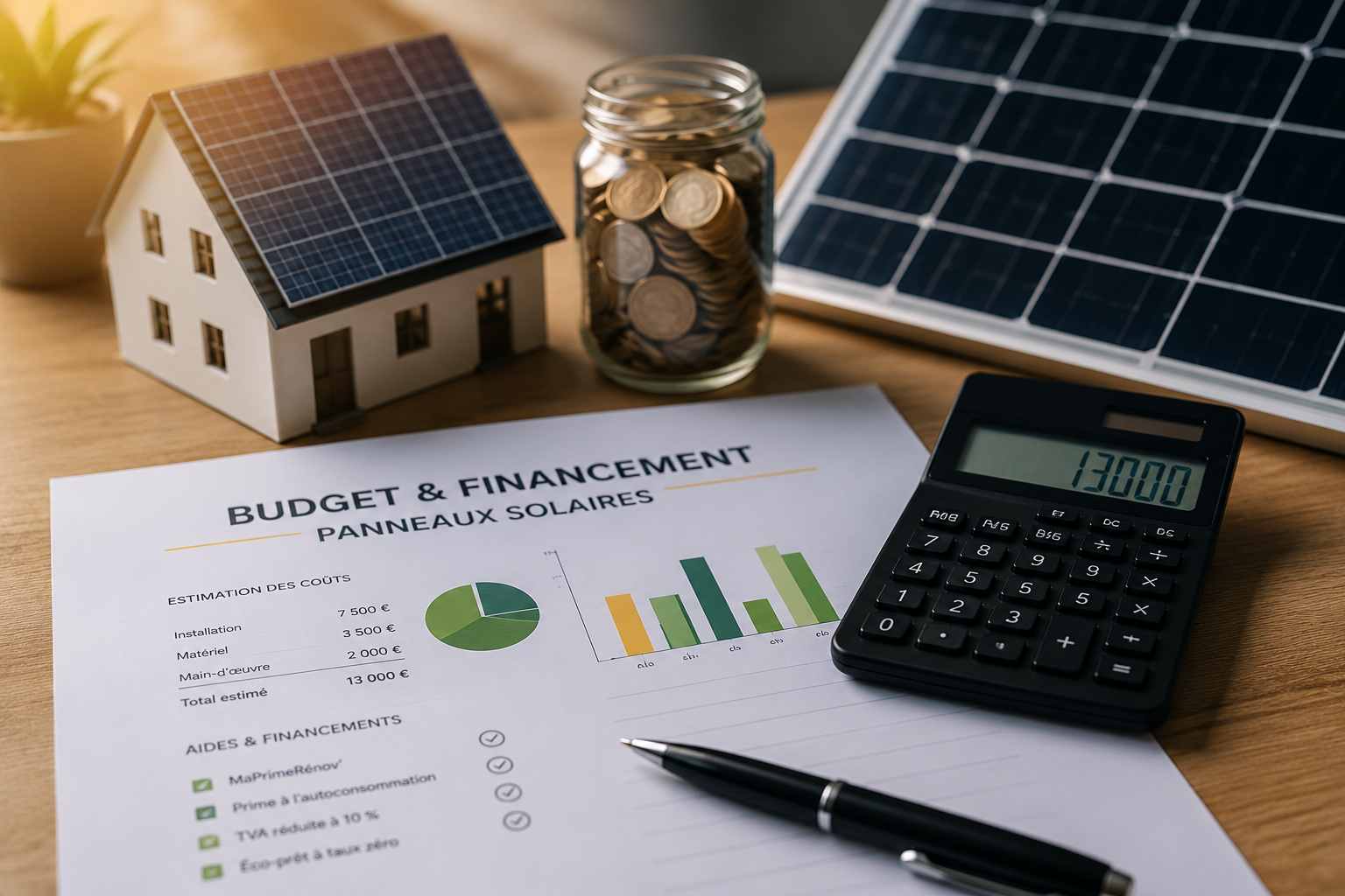 table présentant une facture de pose de panneaux solaires