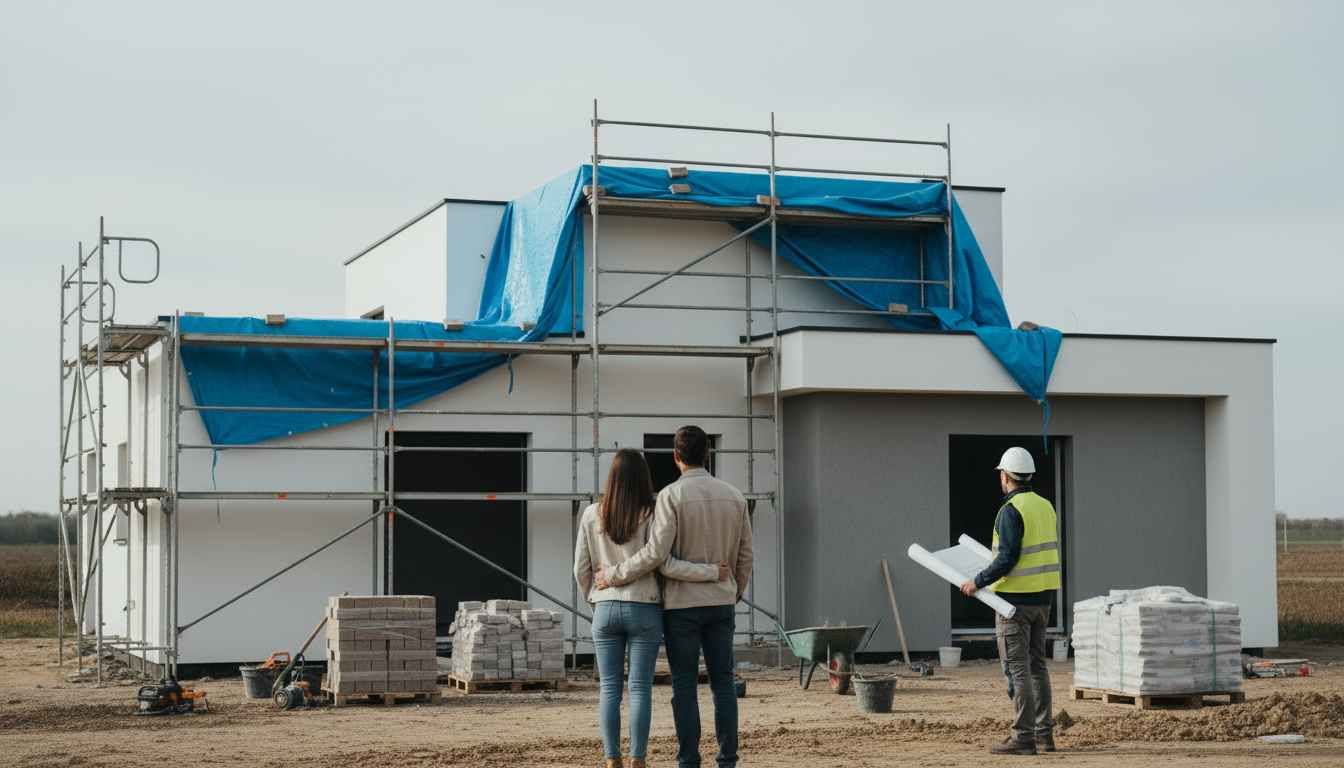 maison en construction de type plein pied