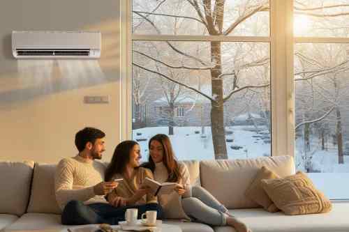unité extérieure de climatisation réversible installée dans un jardin
