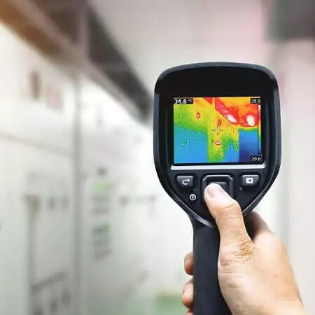 Caméra thermique utilisée pour détecter une fuite de toiture