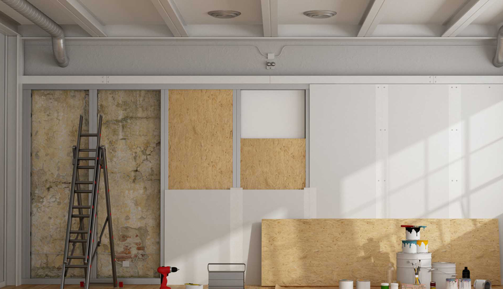 Pose d'un isolant sur ossature métallique pour isoler un mur par l'intérieur